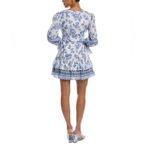 Hemant & Nandita Belted Mini Dress in Cobalt & White, Excellent, Size XXL - Picture 3 of 11